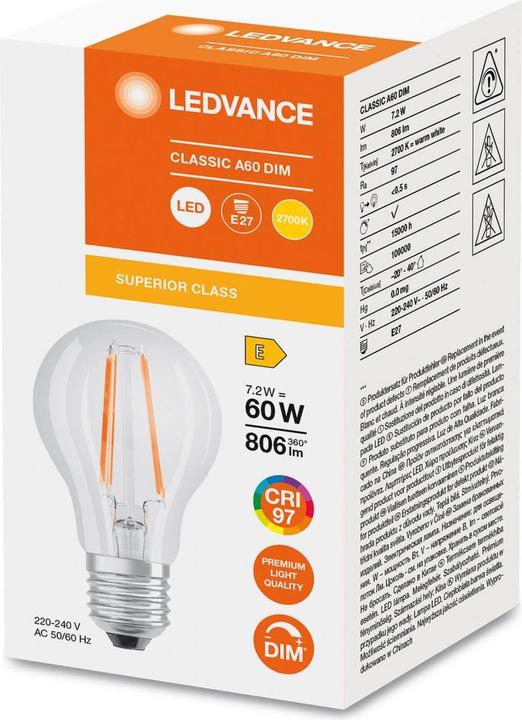 Produktbild Ledvance LED CLA60DIM 7. (E27, 806 lm, 1 x)