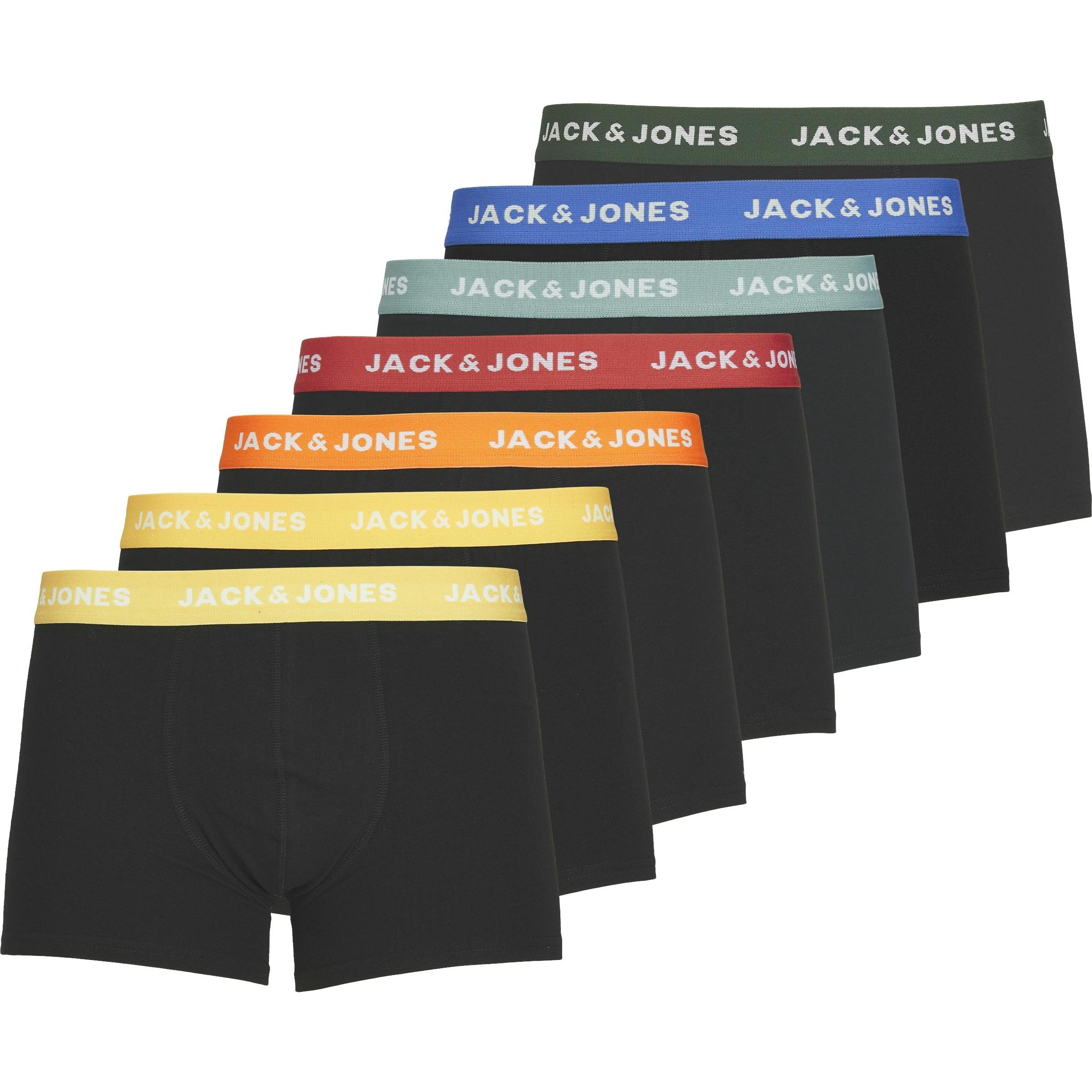 Jack & Jones, Herren, Unterhosen, Jacvito Solid Trunks Pack Noos, Schwarz, (S, 7er Pack)