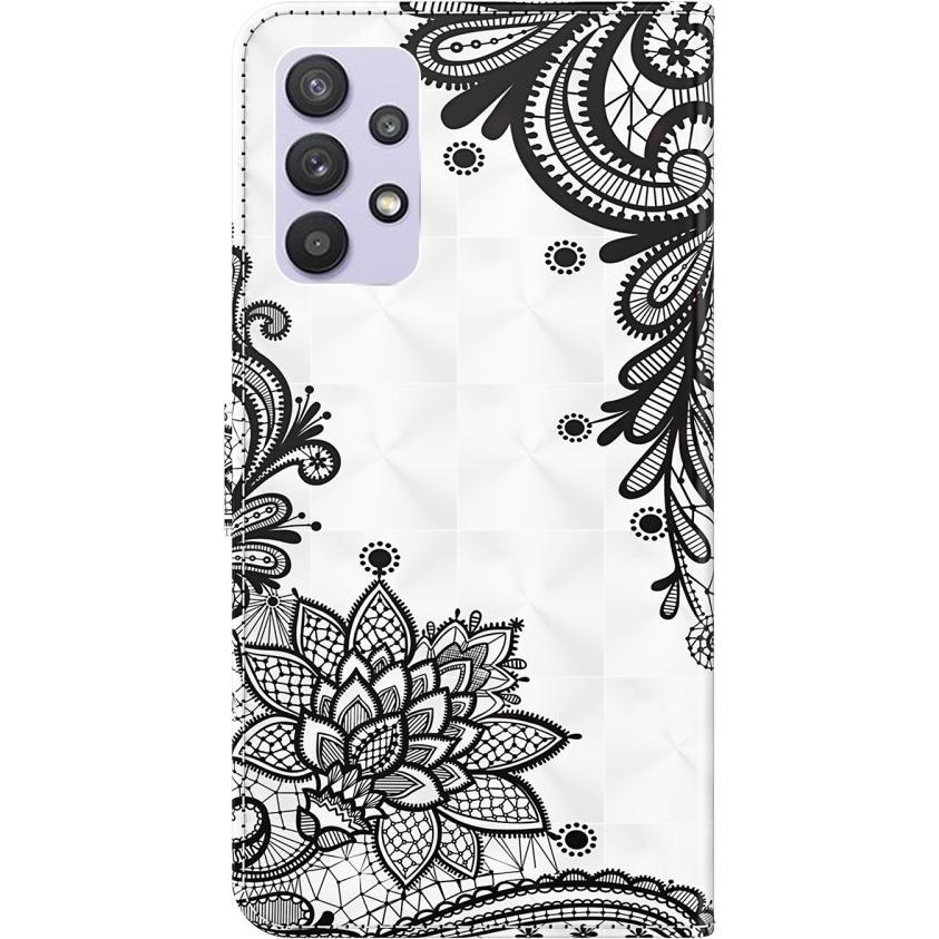 Thumbnail - Cover-Discount Galaxy A32 5G - Etui Glitzer Effekt Blumen schwarz (Samsung Galaxy A32 5G), Smartphone Hülle, Schwarz