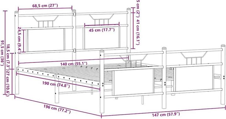 Image du produit vidaXL Bettgestell (140 x 190 cm)