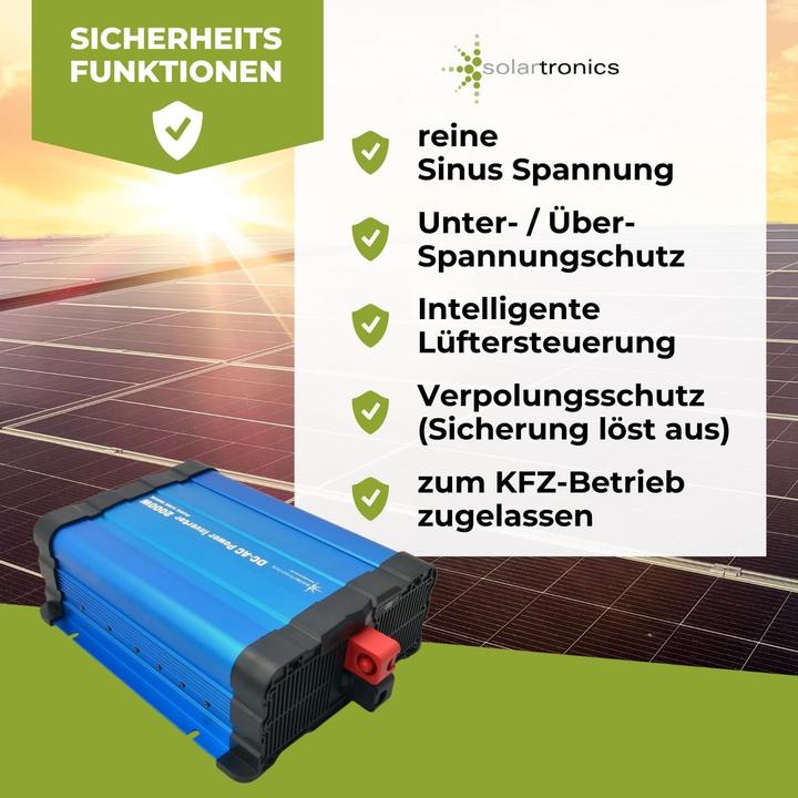 Produktbild Solartronics Spannungsomformer 2000W Pure Sinus 24V mit Display für LiFePO4 und Bleibatterien