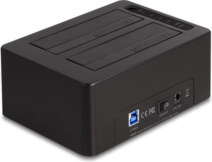 Actual product image Delock USB Dual Docking Station for 2 x SATA HDD / SSD with clone and erase function