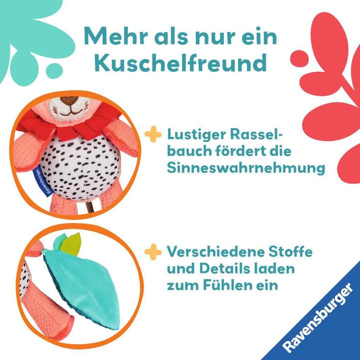 Produktbild Ravensburger 4850 play+ Rassel-Löwe, Kuscheltier mit Rassel, Clip zum Befestigen, Zahnungshilfe