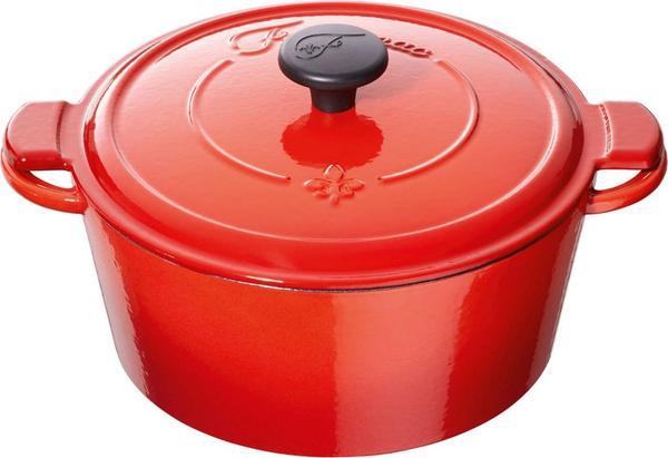 Actual product image Fontignac mains libres round cocotte/frying pan 24 cm - red 3 (Frying pan, Cast iron)