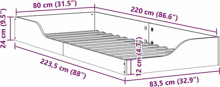 Image du produit vidaXL Plattformbett (80 x 220 cm)