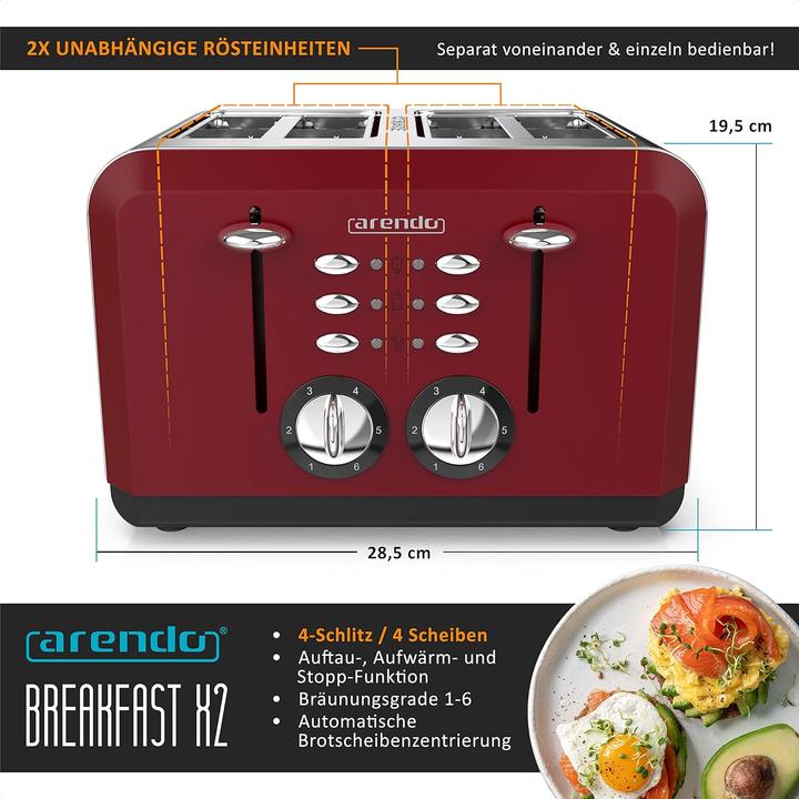 Image du produit Arendo Automatik Toaster für 4 Scheiben mit Auftaufunktion