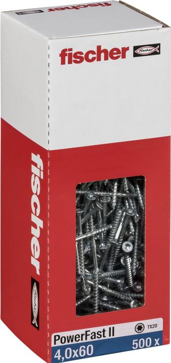 Actual product image Fischer PowerFast II 4,0x60 SK TX TG blvz 500 (500 Screws per piece)