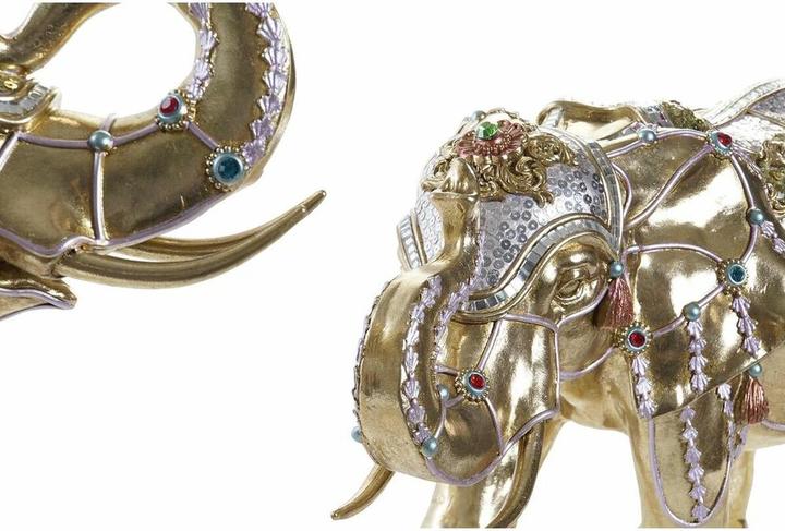Produktbild DKD Home Decor Decorative Figure Elephant Golden Resin Multicolour (45,5 x 20 x 35 cm) (2 Units)