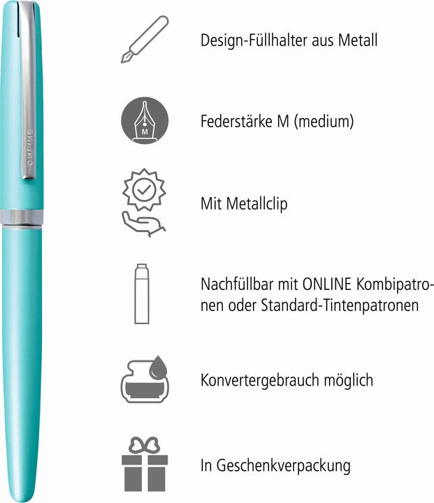 Produktbild Online Füllhalter Eleganza M 34640 satin turquoise (Satin Turquoise, 1x)