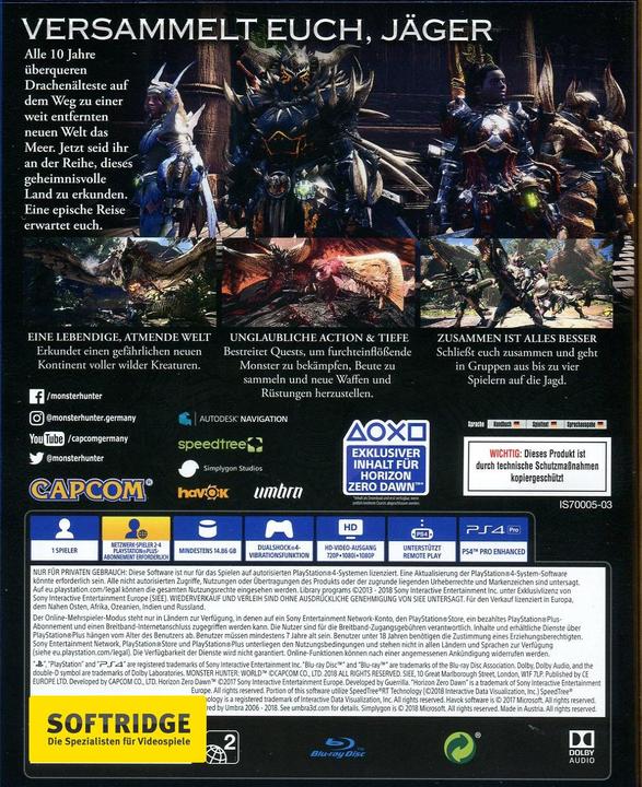 Produktbild Capcom Monster Hunter: World (PS4, Multilingual)