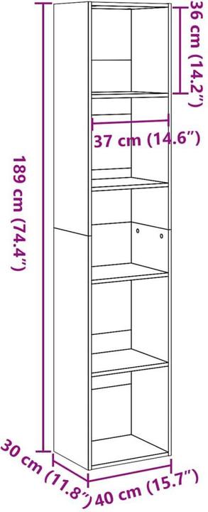 Immagine prodotto vidaXL Bücherregal (40 x 30 x 189 cm)