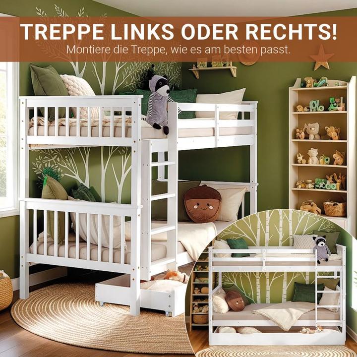 Produktbild Homestyle4u Kinder Etagenbett mit Bettkasten (90 x 200 cm)