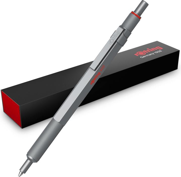 Actual product image Rotring 600 Gel Pen | 0.55 mm | Black Ink | Silver Metal Body Pen | Non-Slip Knurled Grip & Hexagonal Ba... (Silver, 1 x)