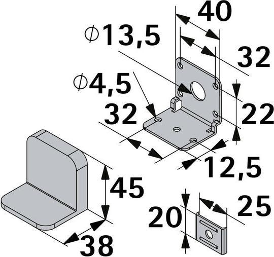 Produktbild Hettich Schranksicherung 45 x 38 mm (1 Stk.)