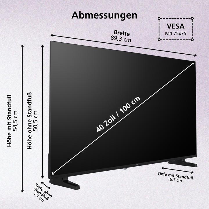 Produktbild JVC Fernseher 40 Zoll Smart TV VIDAA Full HD HDR Fernseher mit Triple-Tuner, LED TV LT-40VDF2555 (40", LCD, LED, Full HD)