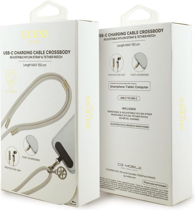 Image du produit Guess Lanière 4G pour smartphone avec câble USB-C intégré de charge rapide et charm