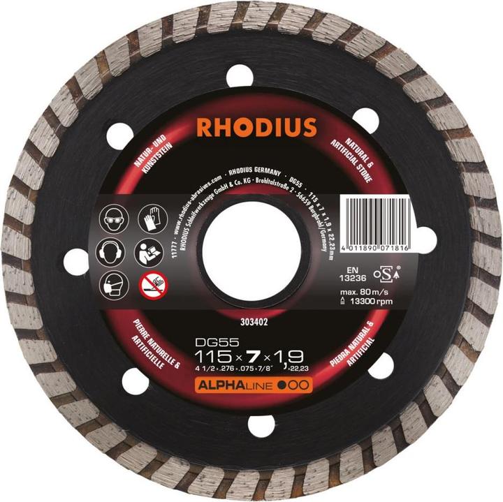 Immagine prodotto Rhodius Disco diamantato dritto DG55 Ø 115 x 7,0 x 1,9 x 22,23mm