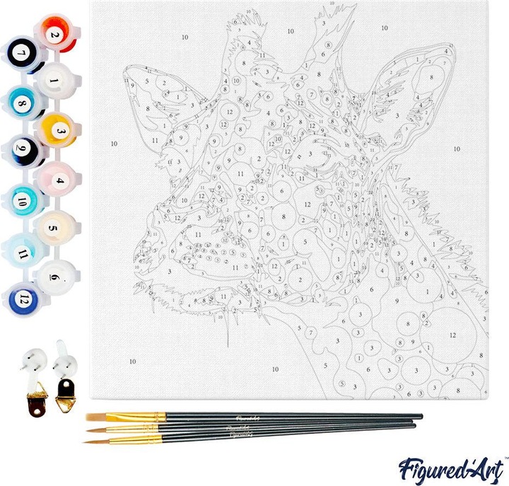 Actual product image Figured'Art Mini Paint by Numbers framed - Fantasy Fox and Flowers