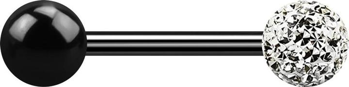 Actual product image Star Piercing Barbell schwarz mit Kugel und Kristallkugel silber Epoxy Schutzschicht (without brass, Titanium)