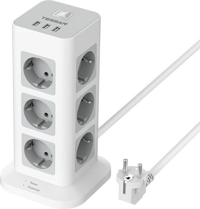 Actual product image Tessan Power Strip TS-TPS04-DE (white) (12x, CEE 7/3, 2 m)
