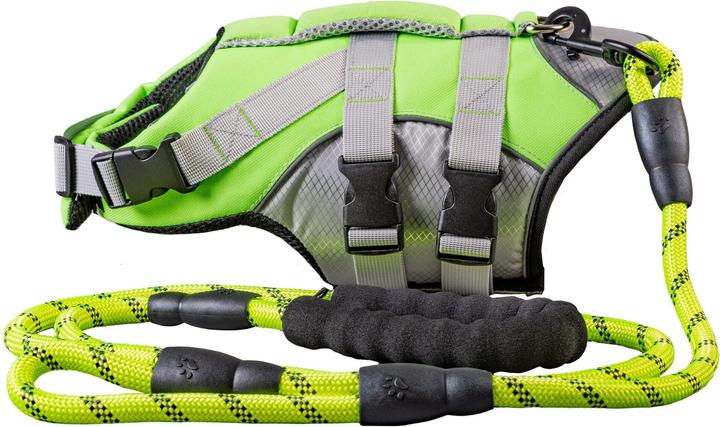 Immagine prodotto Just White Giubbotto di salvataggio per cani verde neon (M, Giubbotto di salvataggio per cani)