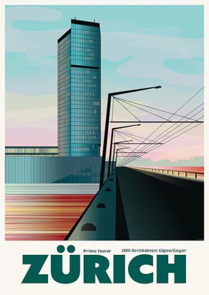S.wert Design Postkarte Zürich Prime Tower