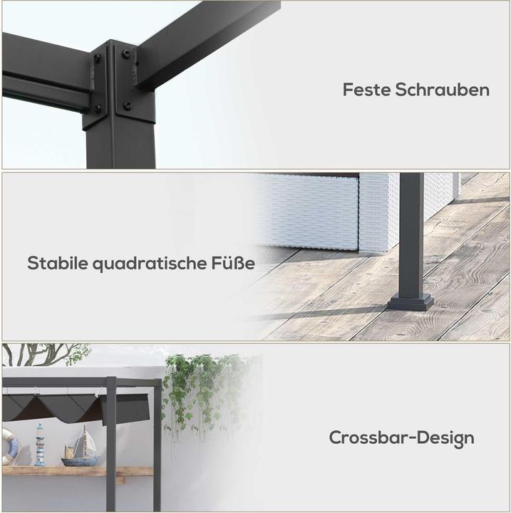 Immagine prodotto Outsunny Pergola Metall, Polyester Schwarz (298 cm, 213 cm)