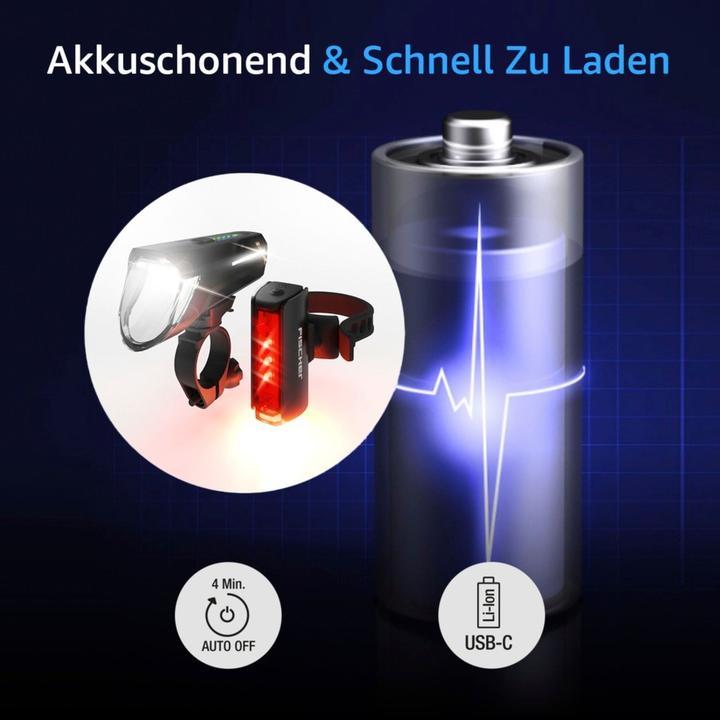 Image du produit Fischer Kit d'éclairage vélo PLUS 110 + TWIN STOP LED Noir