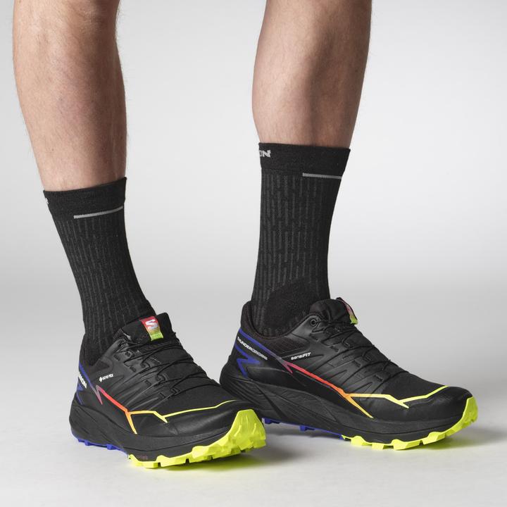 Produktbild Salomon Thundercross GTX Blue Fire Laufschuhe Schwarz / Surf The Web / Safety Yellow Herren (42)