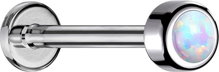 Actual product image Star Piercing Micro Labret internal thread silver cylinder with opal white (without brass, Titanium)