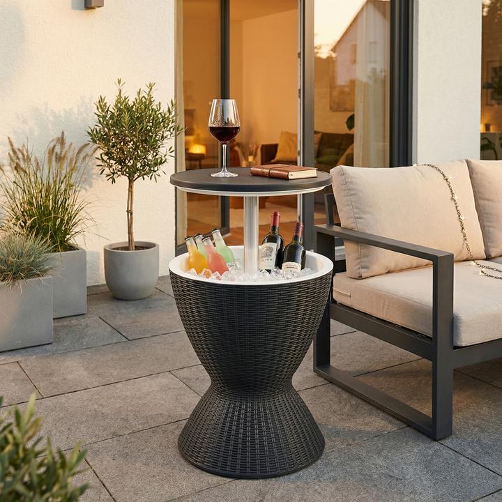 Casa.Pro Kühltisch Atessa 58x49 cm Rattanoptik Schwarz (30 l)