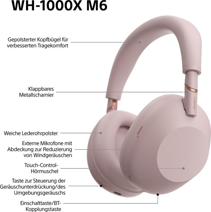 Produktbild Sony WH-1000XM6 (Aktive Geräuschunterdrückung, 30 h, Kabelgebunden, Kabellos)