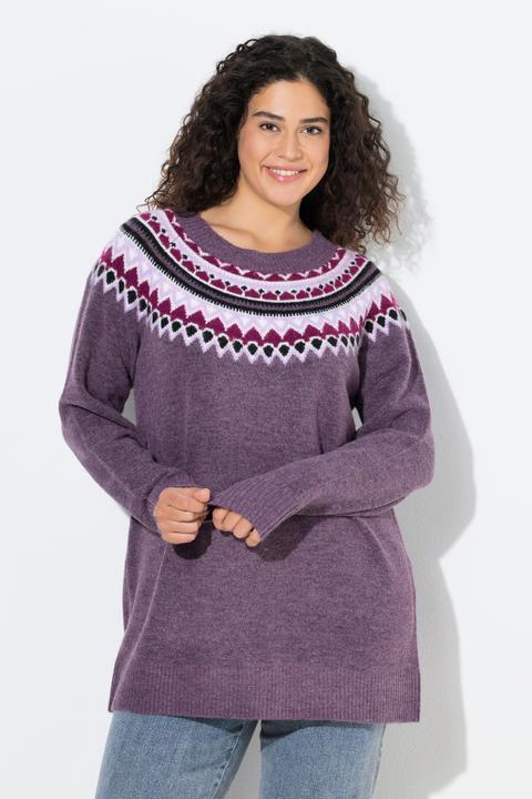 Produktbild Ulla Popken Norweger-Pullover, Rundhals, Raglan-Langarm (56)