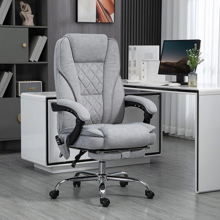Produktbild Swisshandel24 Ergonomischer Bürostuhl mit Massagefunktion, Fussstütze, drehbar, rollbar, Grau