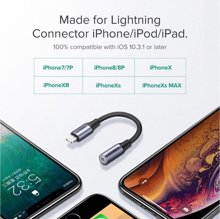 Image du produit Ugreen Adaptateur Lightning vers jack 3,5 mm (Lightning, Prise de 3,5 mm)