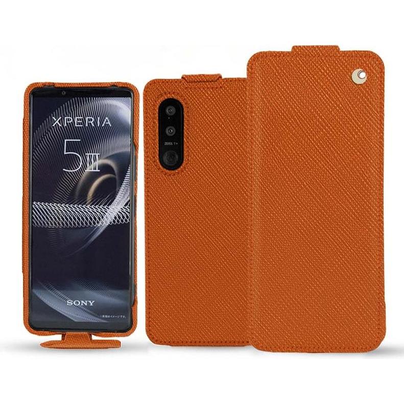 Noreve Lederschutzhülle vertikal (Sony Xperia 5 III), Smartphone Hülle, Orange