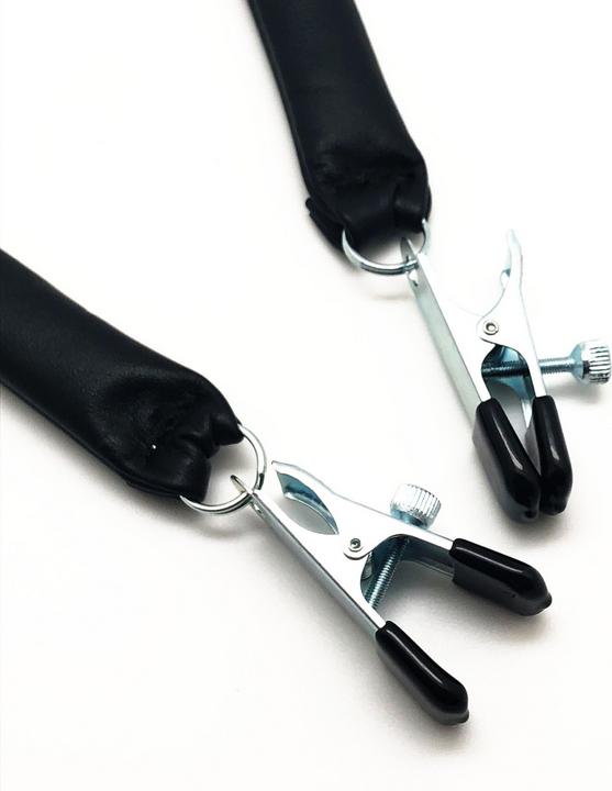 Productafbeelding Red Leather Breast Clamp with Leather Weight 2 x 80 gr - Black/Silver