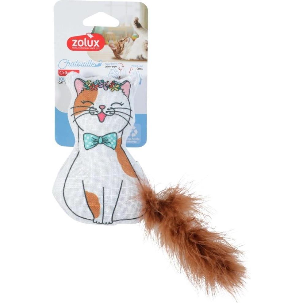 Zolux Zabawka dla kota z piórkami i kocimiętką kot muszka CHATOUILLE 13cm, Gioco per gatti