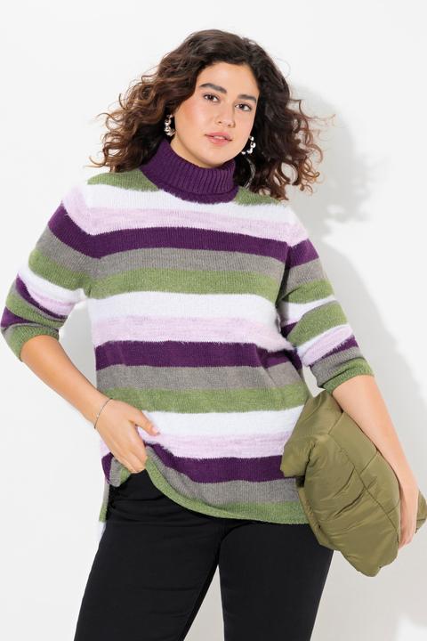 Actual product image Ulla Popken Striped Long Sleeve Turtleneck Sweater (46, 48)