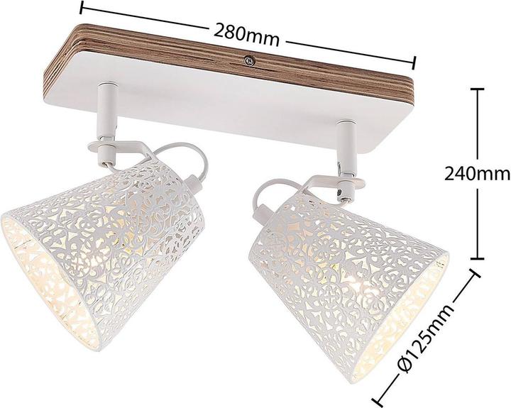 Actual product image Lindby Nelda Spotlight, perforated pattern white two-light (E14)