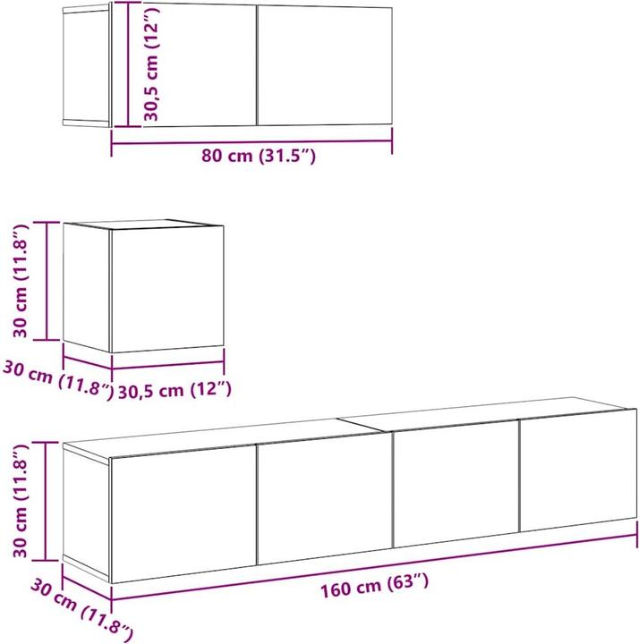 Actual product image vidaXL TV-Schrank-Set (80 x 30 x 30 cm)