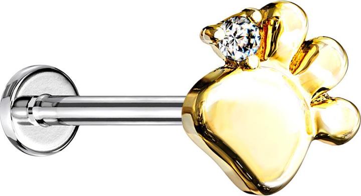 Immagine prodotto Star Piercing Labret micro senza fili zampa d'argento cristallo placcato oro argento (Ottone, Acciaio chirurgico 316L)