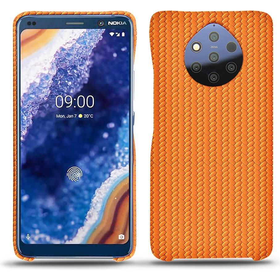 Noreve Lederschutzhülle (Nokia 9 PureView), Smartphone Hülle, Orange
