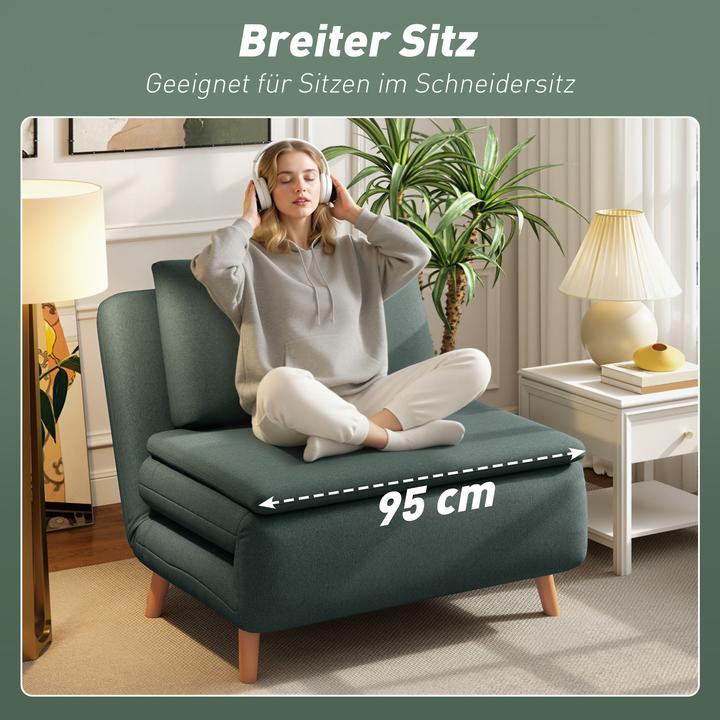 Produktbild Homcom Schlafsessel Polyester, Buchenholz Dunkelgrün