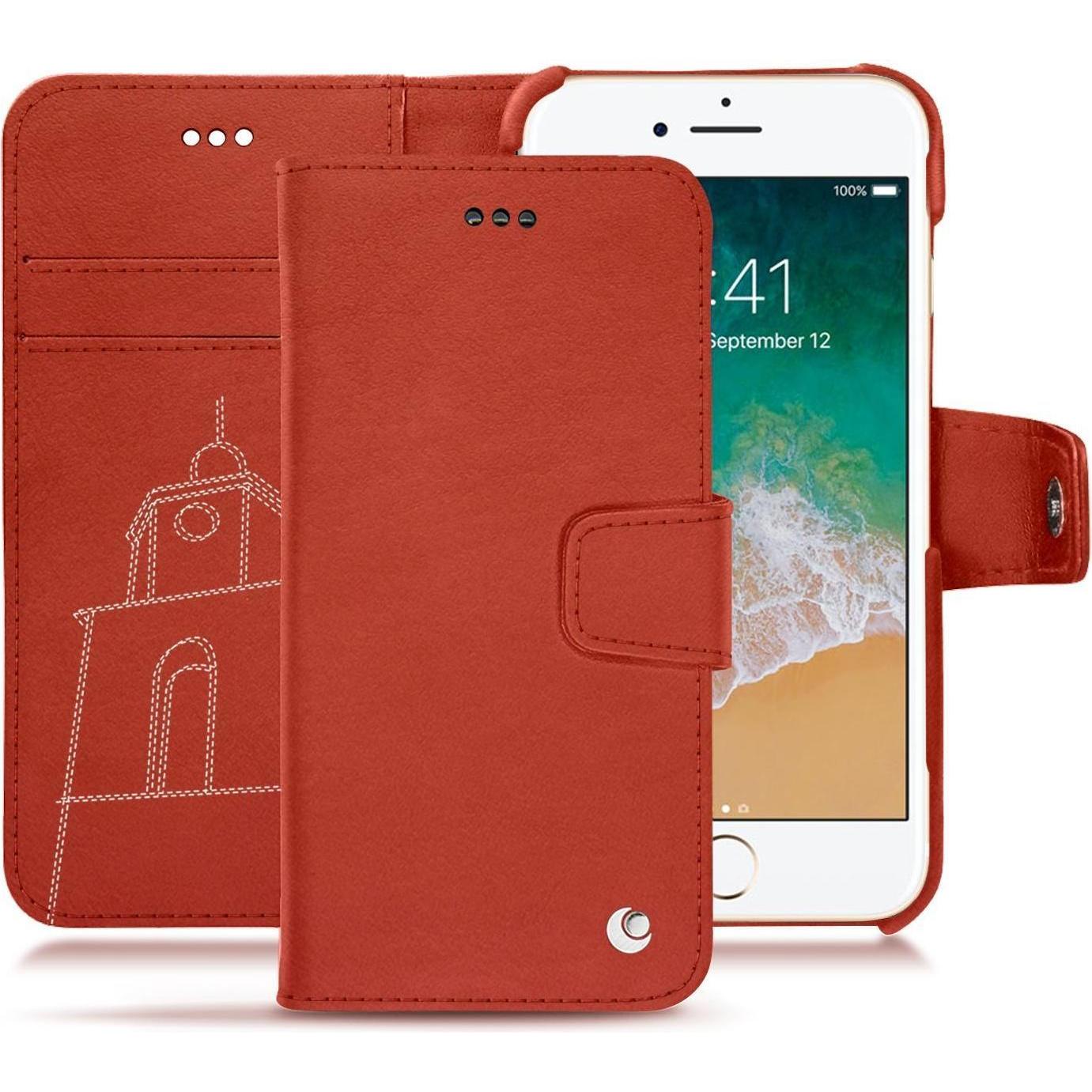 Noreve Lederschutzhülle Wallet (Apple iPhone 7), Smartphone Hülle, Orange