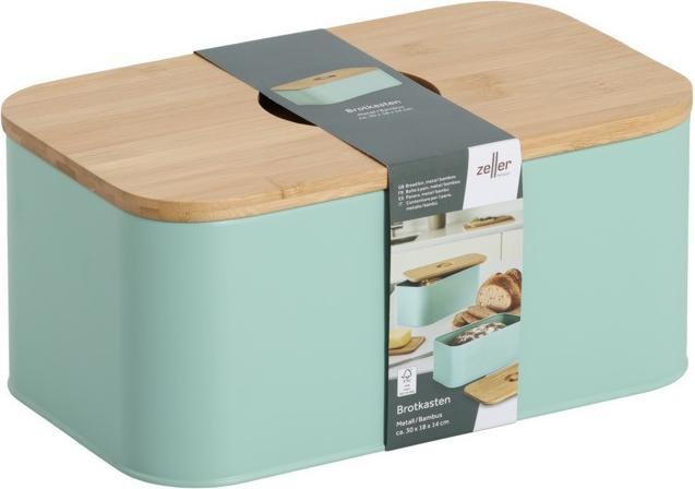 Actual product image Zeller Present Bread bin w. bamboo lid, metal, mint