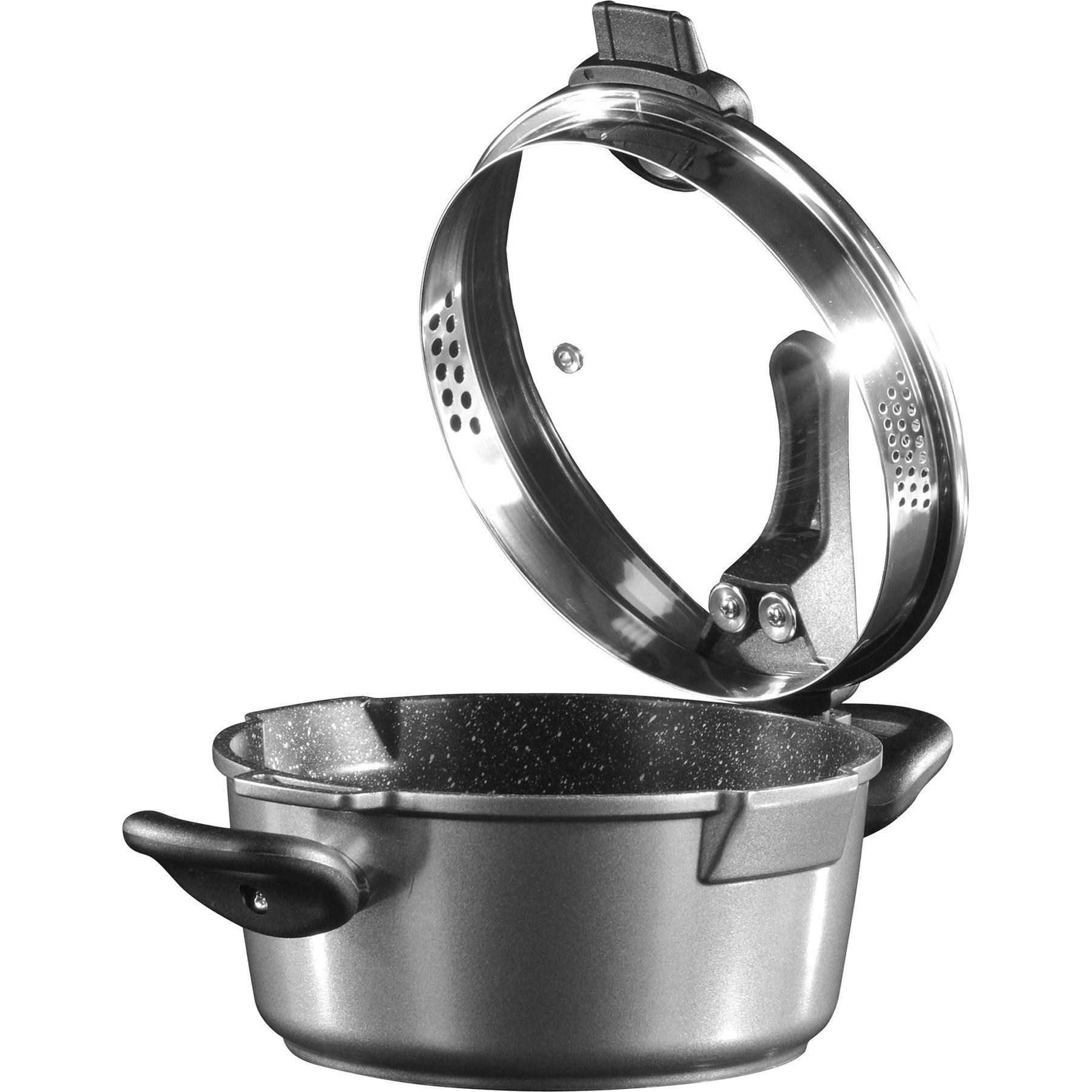Stoneline FUTURE Kochtopf 28 cm, mit Siebglasdeckel, Pfanne + Kochtopf, Grau