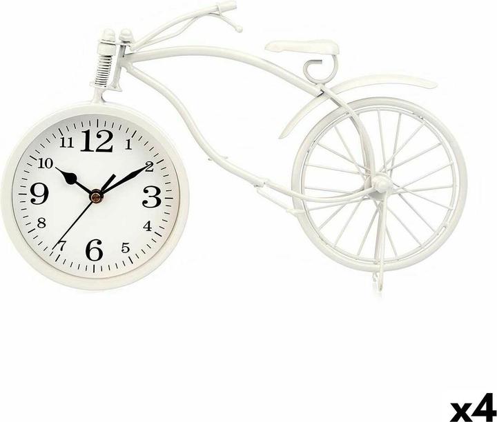 Gift Table clock Bicycle White Metal 36 x 22 x 7 cm (4 Units)