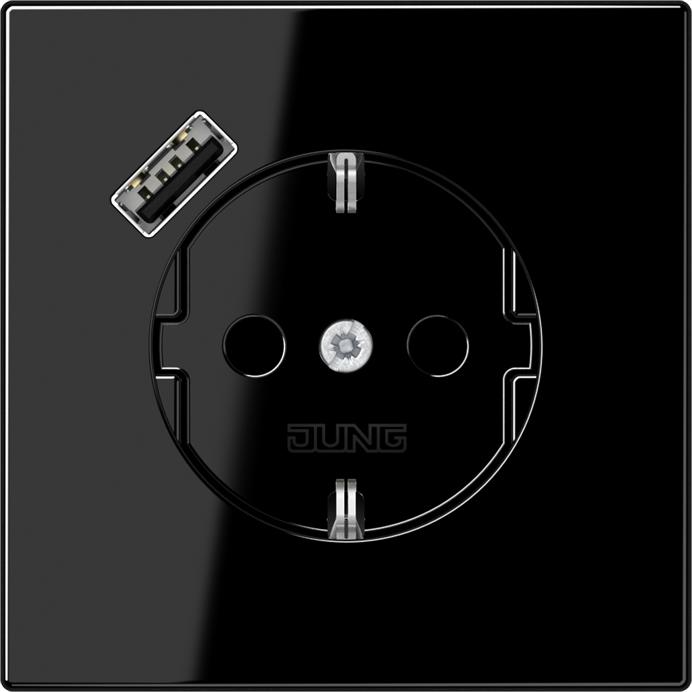 JUNG, Steckdose, LS1520-18ASW m.USB Typ A Steckdose SCHUKO