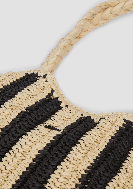 Actual product image S.Oliver Tasche Gestreifte Raffia-Tasche mit geflochtenem Henkel